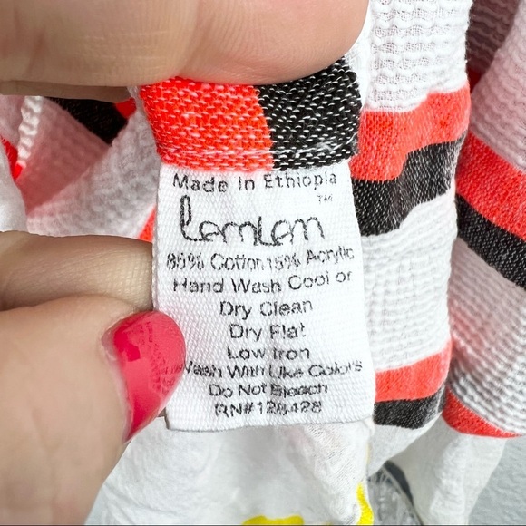 LEMLEM Berta Stripe Fringe Gauze Dress Cover-up, Size Medium - Picture 6 of 6